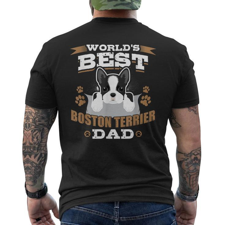 Worlds Best Boston Terrier Dad Dog Owner Men's Back Print T-shirt