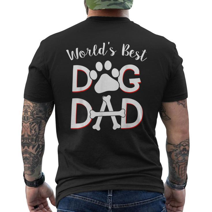 Mens Worlds Best Dog Dad Dog Owner Paw Print Men's Back Print T-shirt