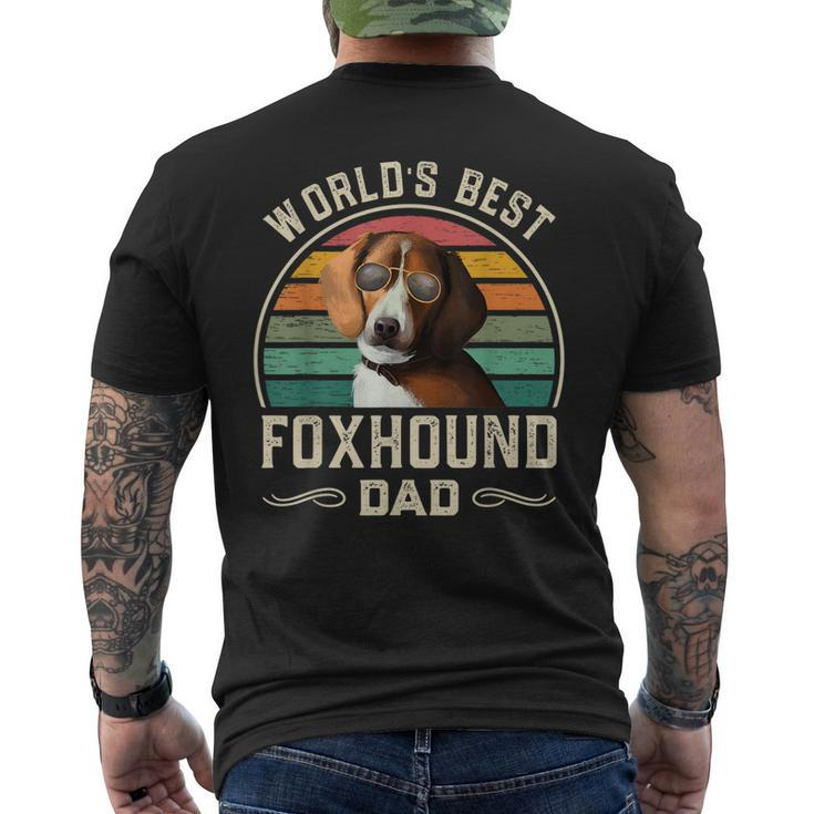 Mens Worlds Best Foxhound Dad Vintage American Foxhound Dog Dad Men's T-shirt Back Print