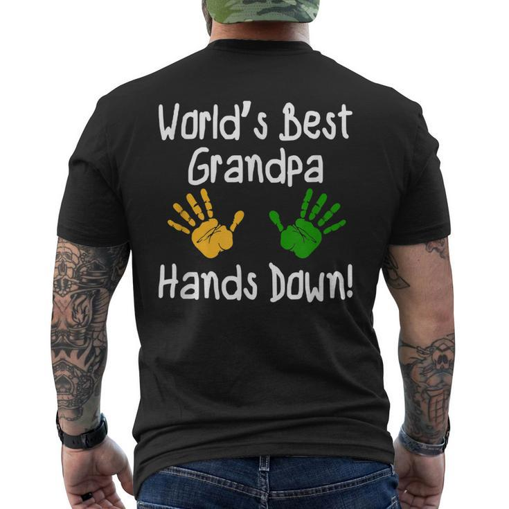Worlds Best Grandpa Hands Down Mens Back Print T-shirt