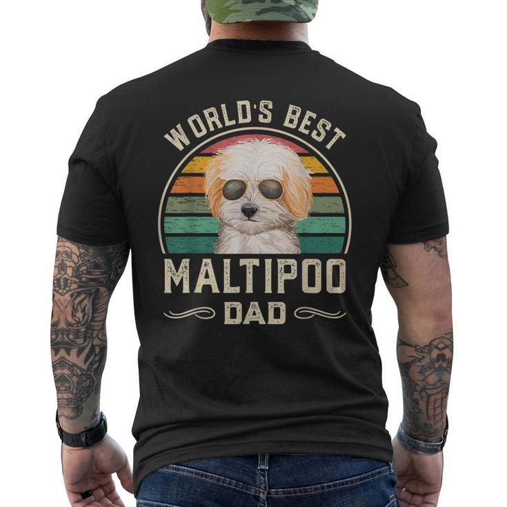Mens Worlds Best Maltipoo Dad Vintage Dog Dad Men's T-shirt Back Print