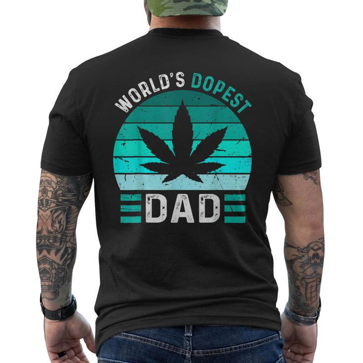 Worlds Dopest Dad Cannabis Marijuana Weed Funny Fathers Day Mens Back Print T-shirt