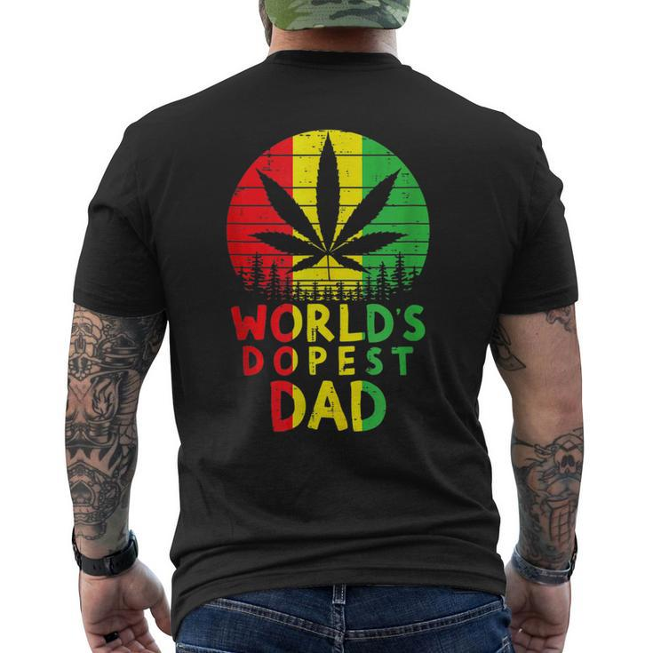Worlds Dopest Dad Funny Weed Cannabis Stoner Mens Back Print T-shirt