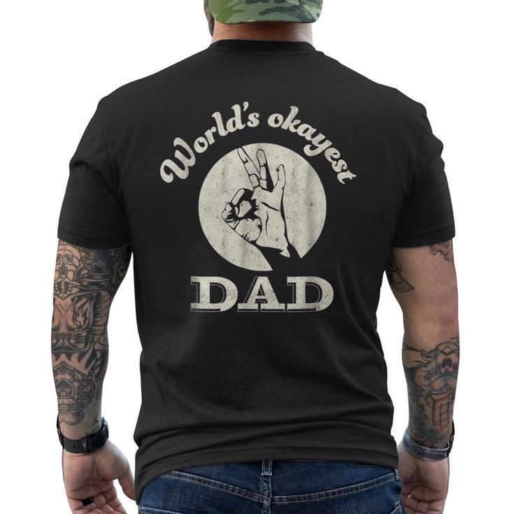 Mens Worlds Okayest Dad T Shirt Fathers Day Men's Back Print T-shirt
