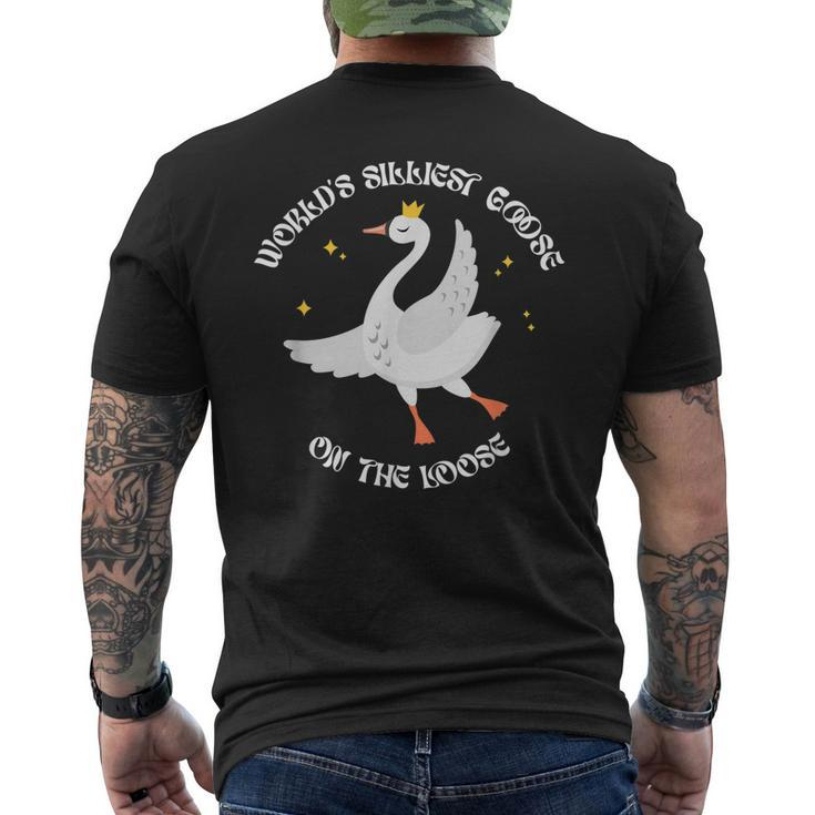 Worlds Silliest Goose On The Loose Men's Back Print T-shirt
