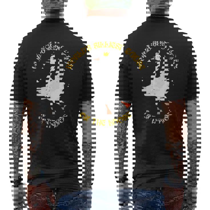 Worlds Silliest Goose On The Loose Funny Goose Men's Crewneck Short Sleeve Back Print T-shirt