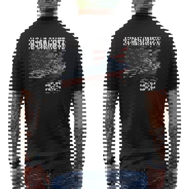 Ww2 American Battleship Uss Massachusetts Bb-59 Warships Men's T-shirt Back Print