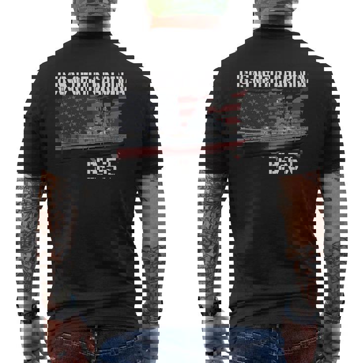 Ww2 American Battleship Uss North Carolina Bb-55 Warships Men's T-shirt Back Print