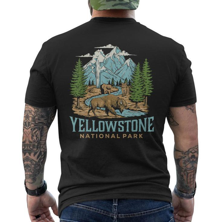 Yellowstone Us National Park Wolf Bison Bear Vintage Men's T-shirt Back Print