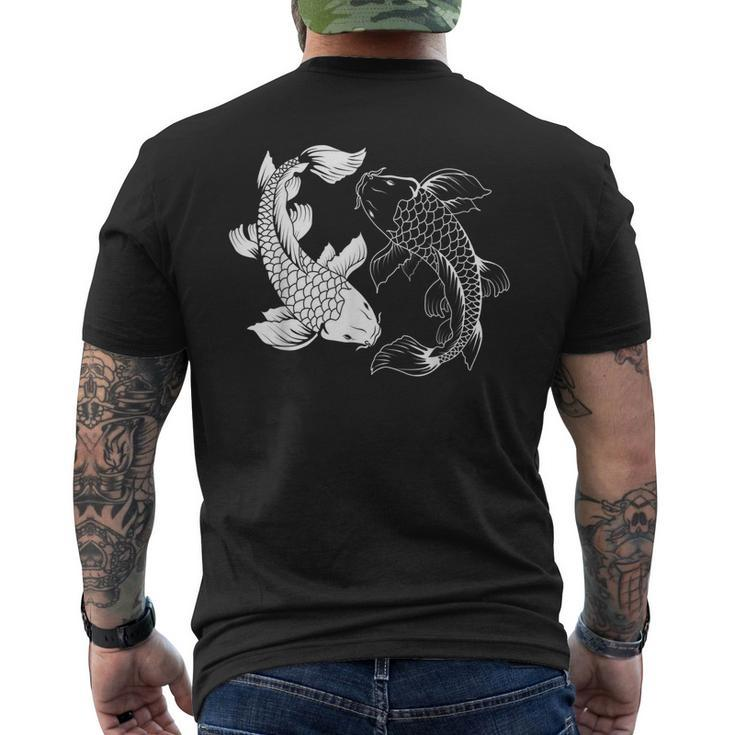 Yin And Yang Japanese Koi Fish Men's Back Print T-shirt
