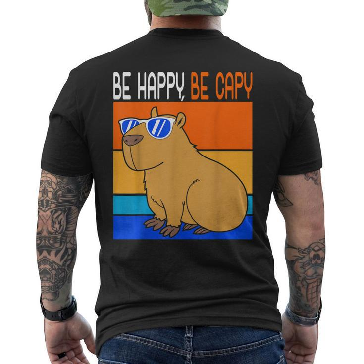 Zoo Animal Retro Rodent Capybara Be Happy Be Capy Men's Back Print T-shirt