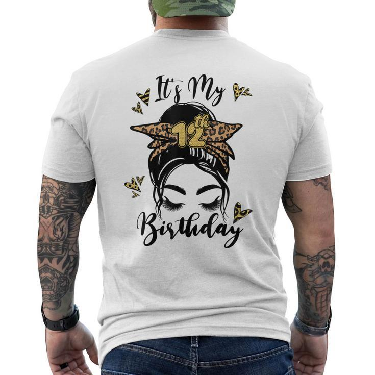 12Th Birthday Decorations Girl Messy Bun 12 Years Old Bday Men's Back Print T-shirt