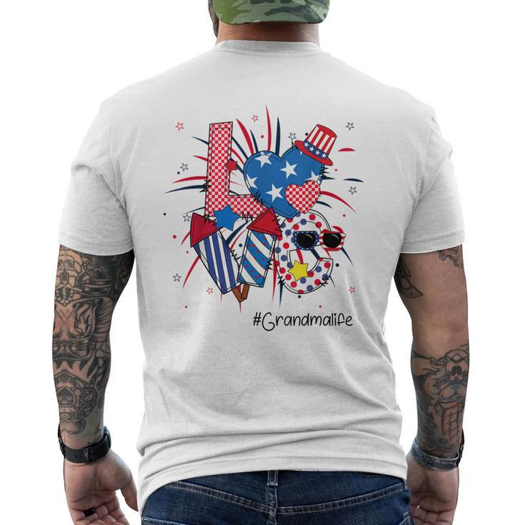 4Th Of July Love Grandma Life American Flag Men's Back Print T-shirt