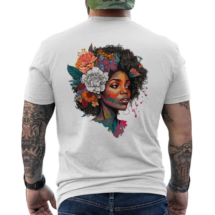 Afro Hair Natural Black History Pride Black Melanin Men's Back Print T-shirt