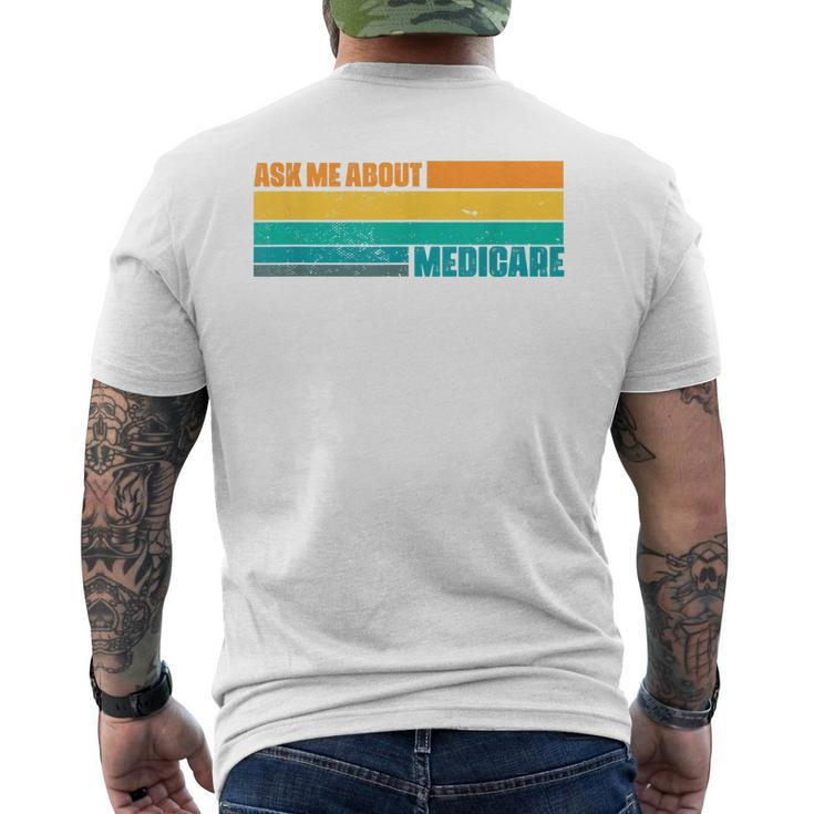 Ask Me About Medicare Retro Sunset Actuary Agent Broker Men's Back Print T-shirt
