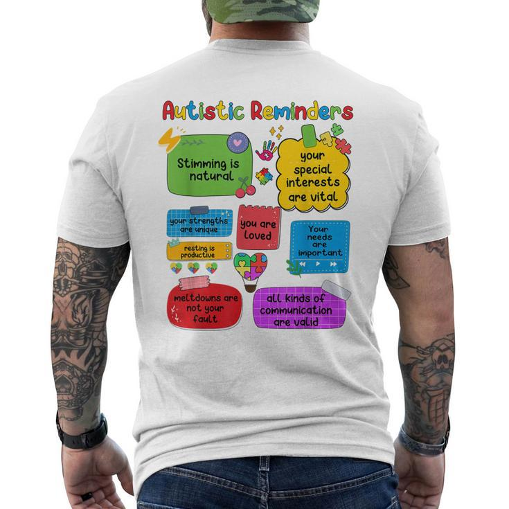 Autistic Reminders Puzzle Autism Awareness Special Education Men's Back Print T-shirt