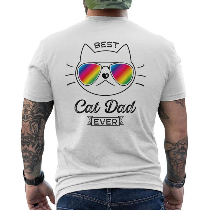 Best Cat Dad Ever Cat Daddy Sunglasses Men's Back Print T-shirt