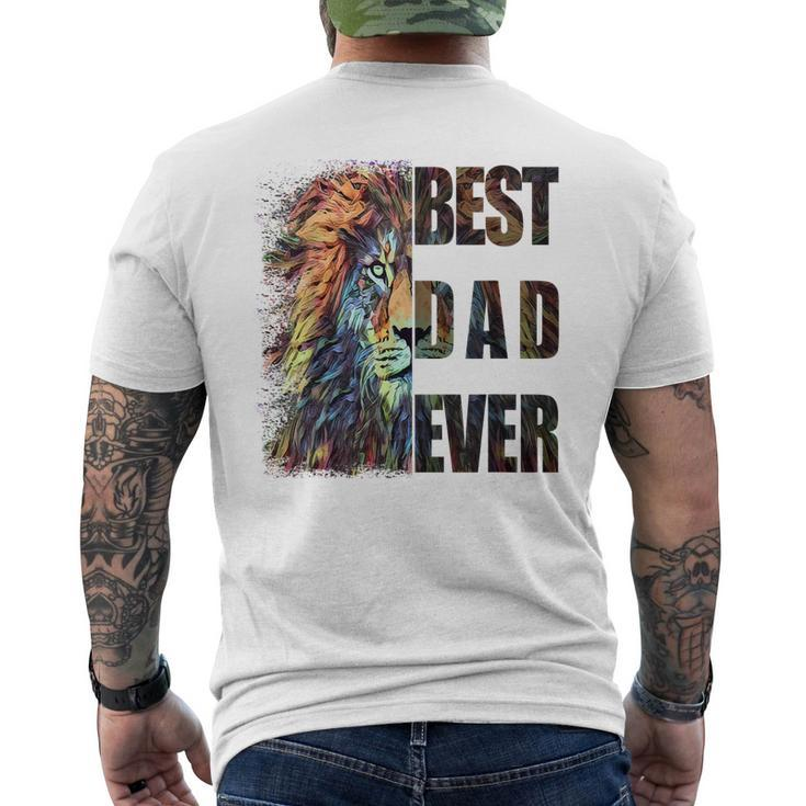 Best Dad Ever Lion Gift For Mens Men's Crewneck Short Sleeve Back Print T-shirt