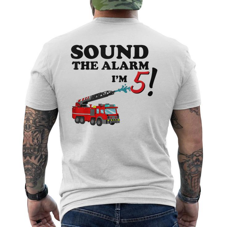 Birthday 5 Year Old Fire Fighter Truck 5Th Bday Men's T-shirt Back Print