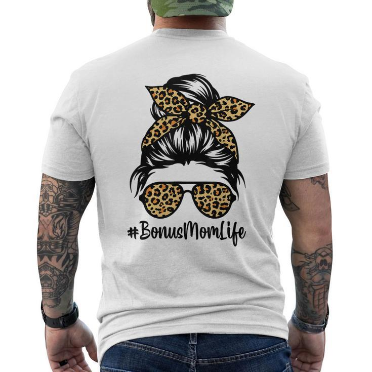 Bonus Mom Life Leopard Messy Bun Stepmom Men's Back Print T-shirt