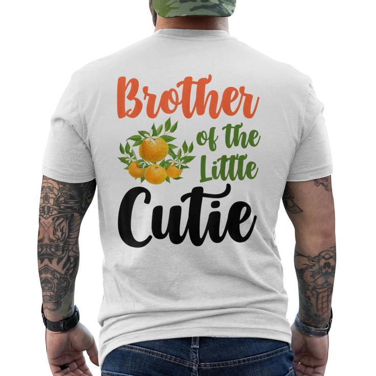 Brother Little Cutie Baby Shower Orange 1St Birthday Party Men's Back Print T-shirt
