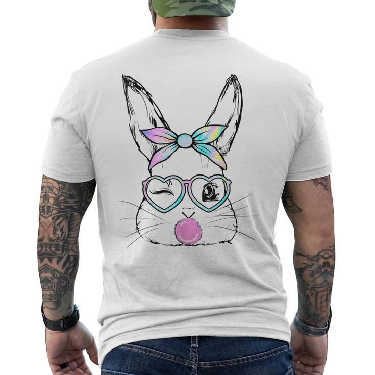 Bunny Face Wink Eyes Bandana Heart Glasses Bubblegum Easter Men's Back Print T-shirt