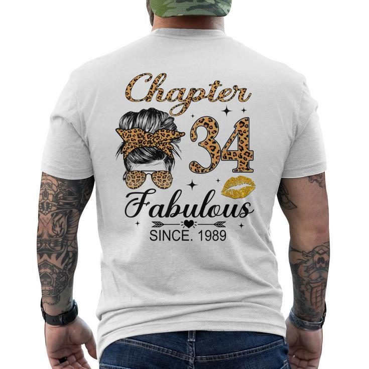 Chapter 34 Fabulous Since 1989 34Th Birthday Messy Bun Men's T-shirt Back Print