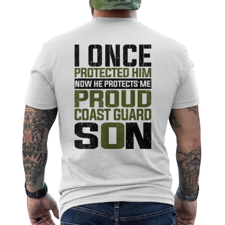 Coast Guard Son Now She Protects Me Proud Coast Guard Son Men's T-shirt Back Print