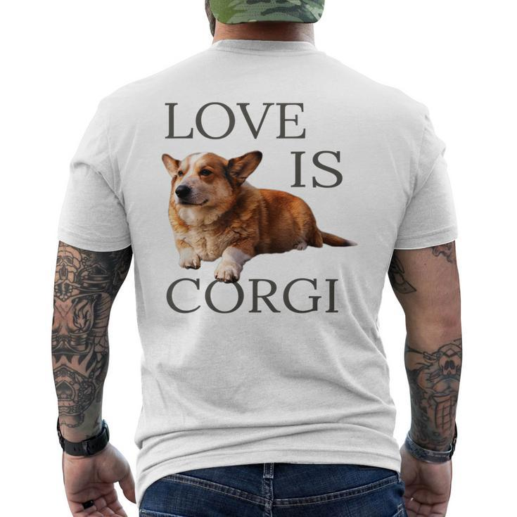 Corgi Men Women Kids Love Is Dog Mom Dad Pet Men's Back Print T-shirt