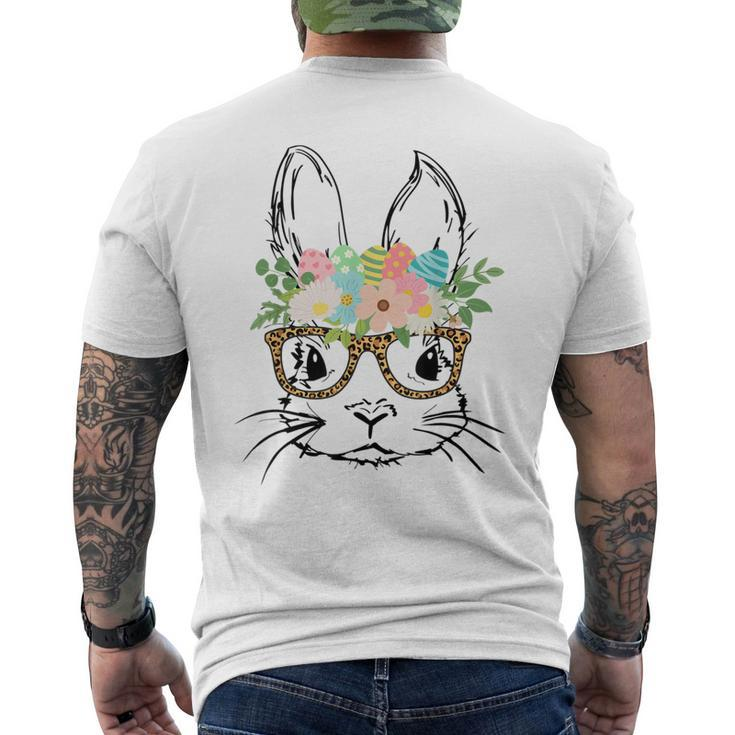 Cute Bunny Face With Leopard Glasses Women Girls Kids Easter Men's Back Print T-shirt
