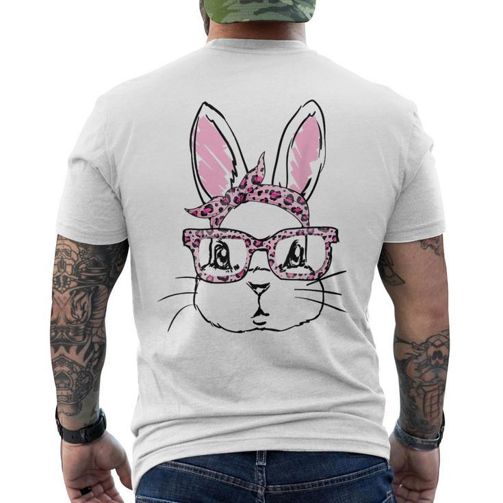Cute Bunny Face Leopard Glasses Headband Happy Easter Day Men's Back Print T-shirt