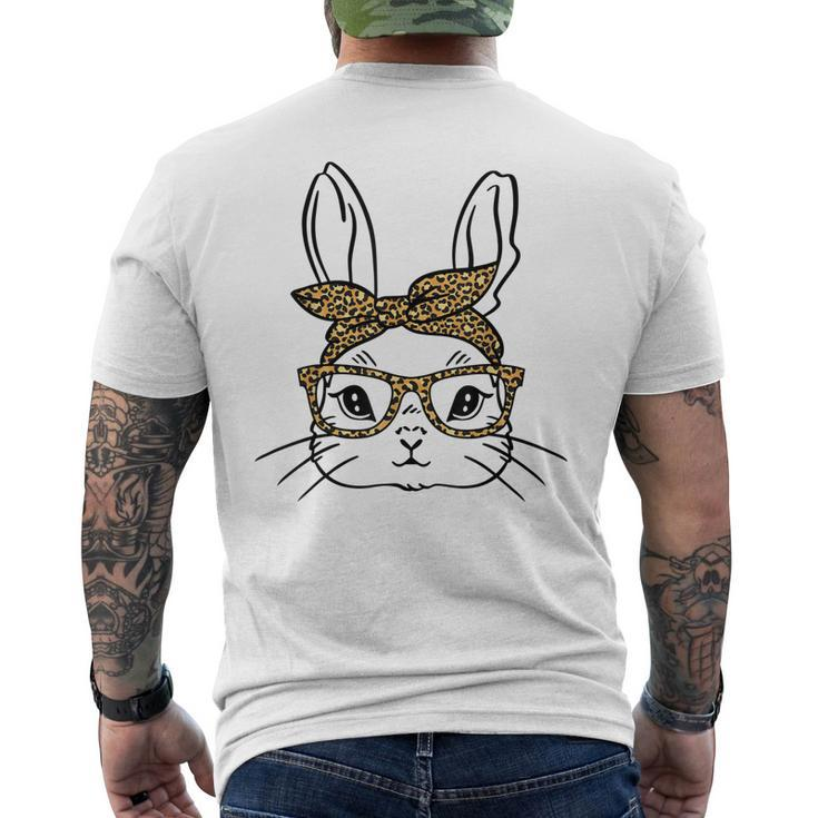 Cute Easter Bunny Leopard Glasses Mama Kids Easter Girls Men's Back Print T-shirt