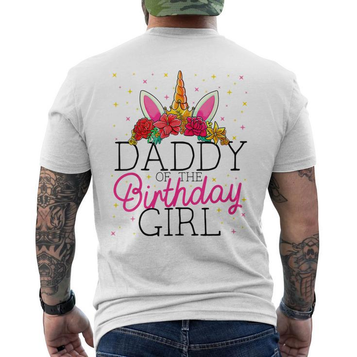 Daddy Of The Birthday Girl Father Unicorn Birthday Gift For Mens Mens Back Print T-shirt