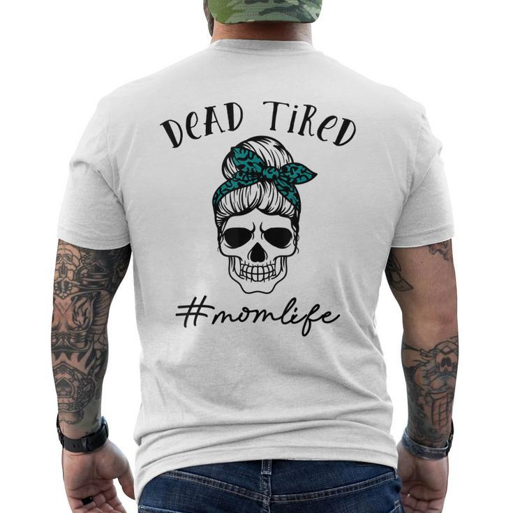 Dead Tired Mom Life Leopard Skull Sunglasses Men's Back Print T-shirt