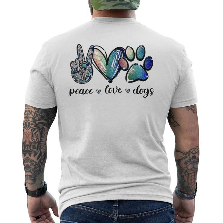Dog Lover Peace Love Dogs Puppy Paw Men's Back Print T-shirt