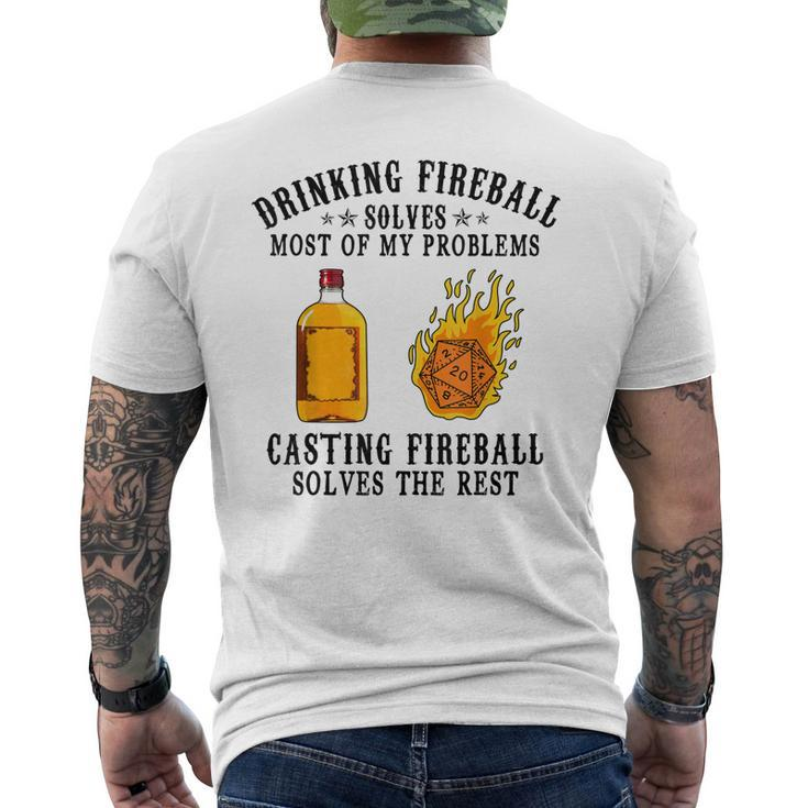 Drinking And Casting Fireball Lovers Whisky Dnds Men's Back Print T-shirt