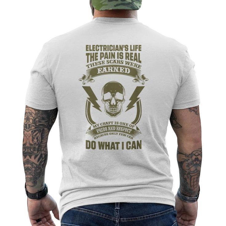 Electricians Life The Pain Is Real Electical Engineer Worker Men's Back Print T-shirt