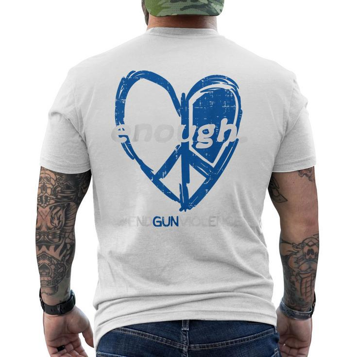 End Gun Violence Enough Peace Heart Awareness Orange  Mens Back Print T-shirt