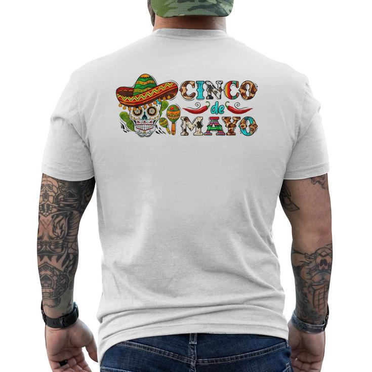 Lets Fiesta Sugar Skull Cinco De Mayo Skull Mexican Party Men's Back Print T-shirt