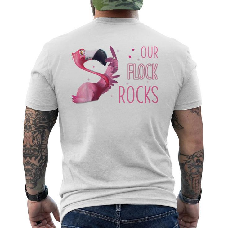 Our Flock Rocks Flamingo  Men's Back Print T-shirt