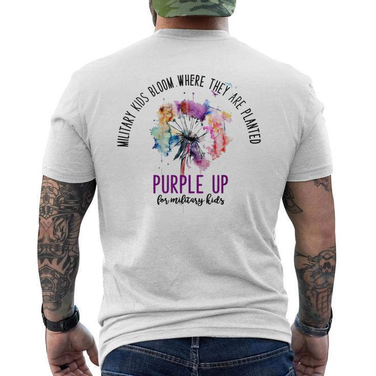 Floral Purple Up For Military Kids Month Military Child Mens Back Print T-shirt