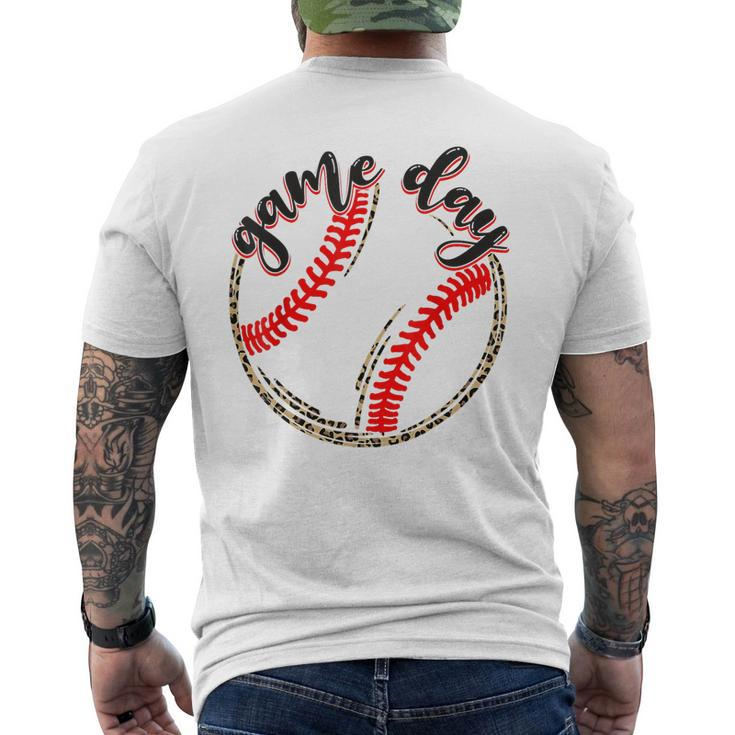 Game Day Baseball Life Softball Life Mom Leopard Men's Back Print T-shirt
