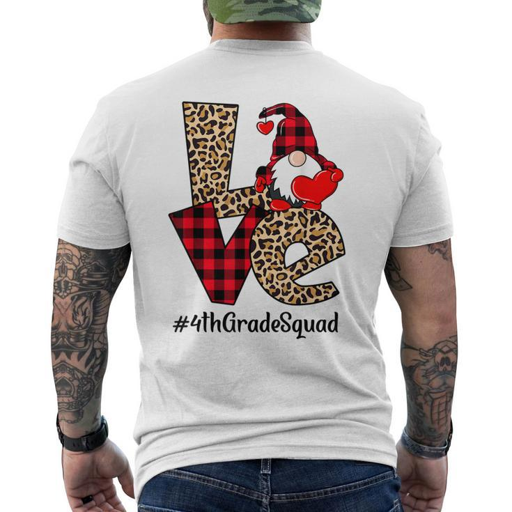 Gnomes Heart Love Red Plaid Leopard 4Th Grade Squad Men's Back Print T-shirt