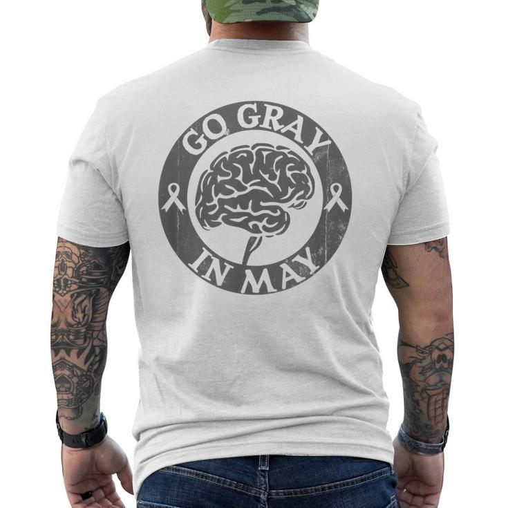 Go Gray In May Brain Cancer Tumor Awareness Wear Gray Ribbon Men's Back Print T-shirt