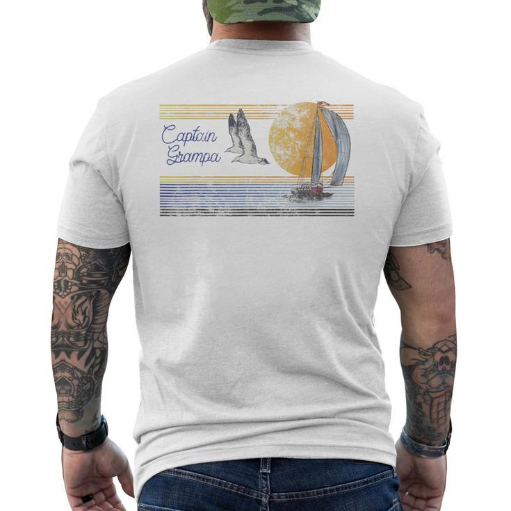 Mens Grampa Sailing Sailboat Captain Vintage Grandpa Dad Men's T-shirt Back Print