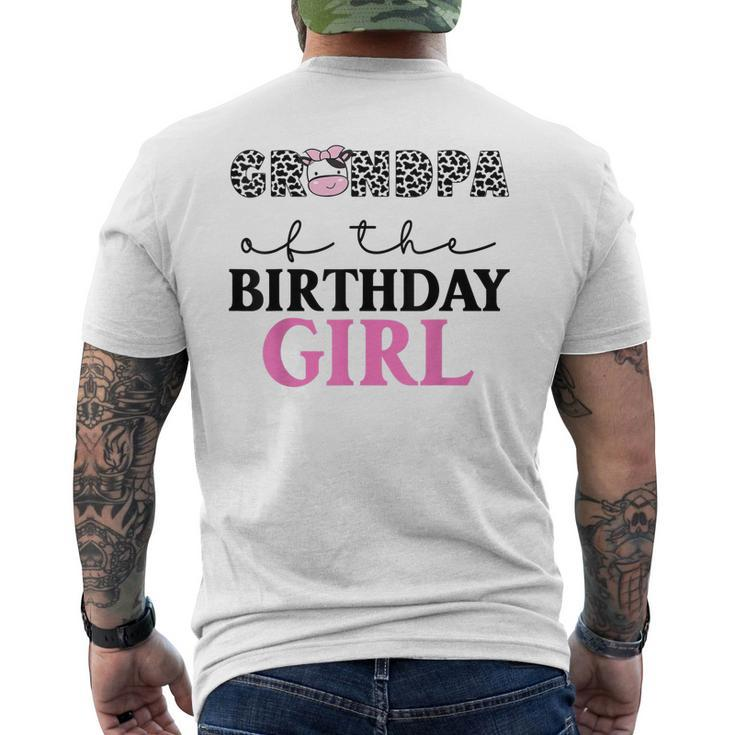 Grandpa Of The Birthday Girl Farm Cow Themed Family Matching  Men's Crewneck Short Sleeve Back Print T-shirt