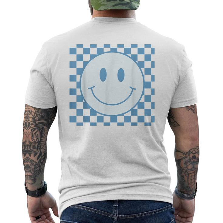 Happy Face Checkered Pattern Smile Face Meme Men's Back Print T-shirt