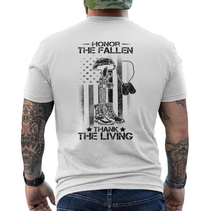 Honor The Fallen Think The Living Veterans Day July 4Th Gift Mens Back Print T-shirt