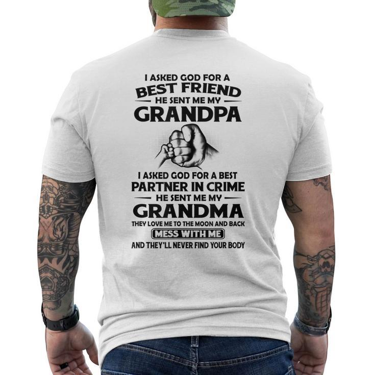I Asked God For A Best Friend He Sent Me My Grandpa Mens Back Print T-shirt