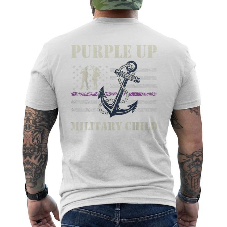 I Purple Up Month Of Military Child Kids Awareness Navy Flag Mens Back Print T-shirt